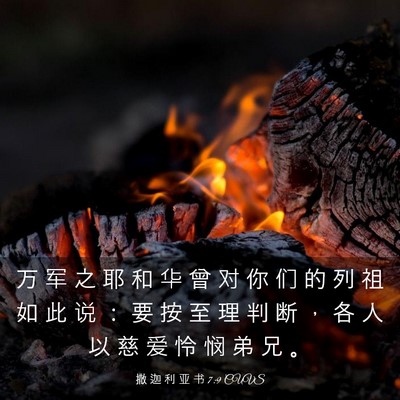 Picture 03 - 撒 迦 利 亚 书 7:9 CUVS - 万 军 之 耶 和 华 曾 对 你 们 的 列 - Bible Verse Picture