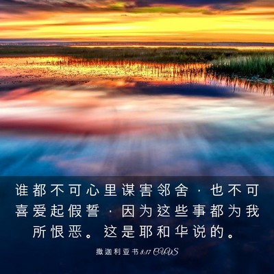 Picture 03 - 撒 迦 利 亚 书 8:17 CUVS - 谁 都 不 可 心 里 谋 害 邻 舍 ， 也 - Bible Verse Picture