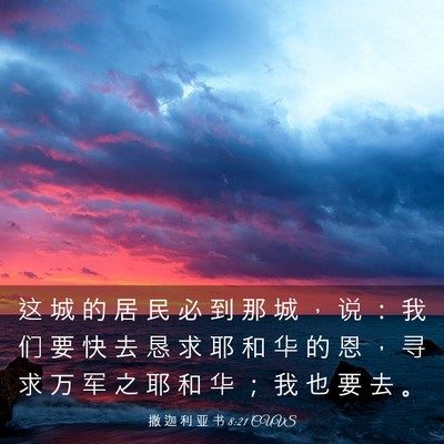 Picture 03 - 撒 迦 利 亚 书 8:21 CUVS - 这 城 的 居 民 必 到 那 城 ， 说 ： - Bible Verse Picture