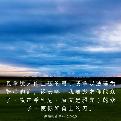 Picture 03 - 撒 迦 利 亚 书 9:13 CUVS - 我 拿 犹 大 作 上 弦 的 弓 ； 我 拿 - Bible Verse Picture
