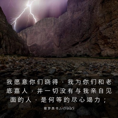 Picture 03 - 歌 罗 西 书 2:1 CUVS - 我 愿 意 你 们 晓 得 ， 我 为 你 们 - Bible Verse Picture