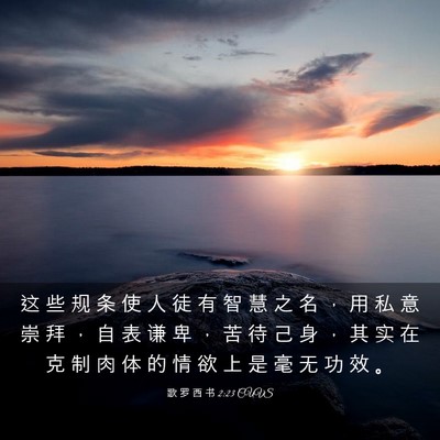 Picture 03 - 歌 罗 西 书 2:23 CUVS - 这 些 规 条 使 人 徒 有 智 慧 之 名 - Bible Verse Picture