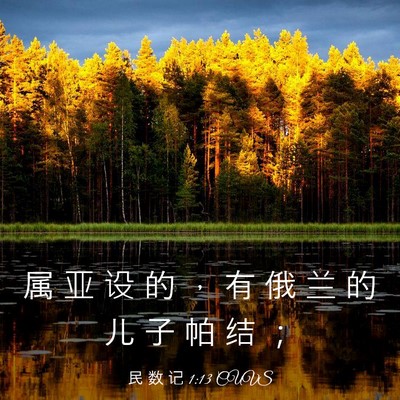 Picture 03 - 民 数 记 1:13 CUVS - 属 亚 设 的 ， 有 俄 兰 的 儿 子 帕 - Bible Verse Picture