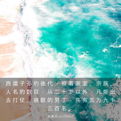 Picture 03 - 民 数 记 1:22 CUVS - 西 缅 子 孙 的 後 代 ， 照 着 家 室 - Bible Verse Picture