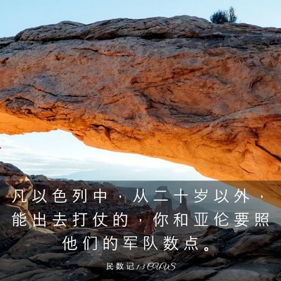 Picture 03 - 民 数 记 1:3 CUVS - 凡 以 色 列 中 ， 从 二 十 岁 以 外 - Bible Verse Picture