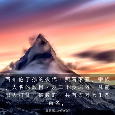 Picture 03 - 民 数 记 1:30 CUVS - 西 布 伦 子 孙 的 後 代 ， 照 着 家 - Bible Verse Picture