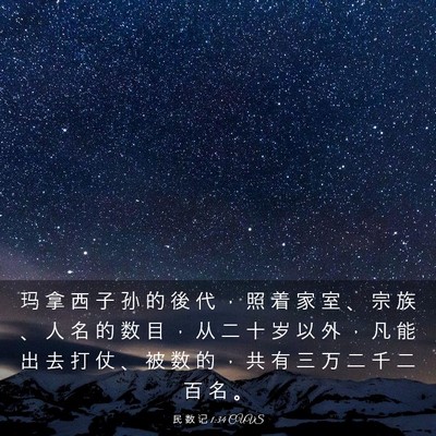 Picture 03 - 民 数 记 1:34 CUVS - 玛 拿 西 子 孙 的 後 代 ， 照 着 家 - Bible Verse Picture