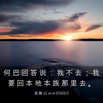 Picture 03 - 民 数 记 10:30 CUVS - 何 巴 回 答 说 ： 我 不 去 ； 我 要 - Bible Verse Picture
