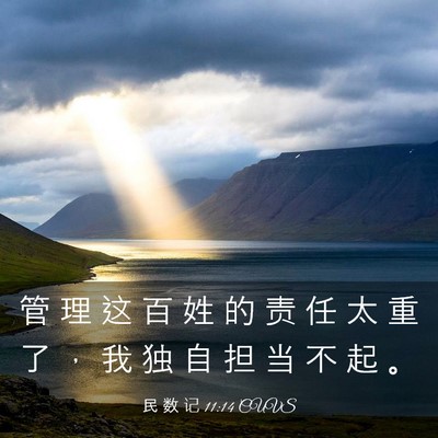 Picture 03 - 民 数 记 11:14 CUVS - 管 理 这 百 姓 的 责 任 太 重 了 ， - Bible Verse Picture