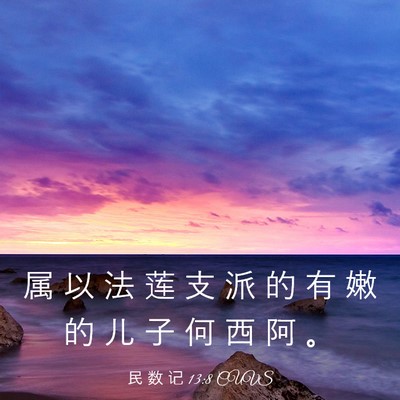 Picture 03 - 民 数 记 13:8 CUVS - 属 以 法 莲 支 派 的 有 嫩 的 儿 子 - Bible Verse Picture