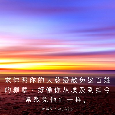 Picture 03 - 民 数 记 14:19 CUVS - 求 你 照 你 的 大 慈 爱 赦 免 这 百 - Bible Verse Picture