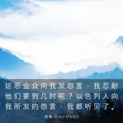 Picture 03 - 民 数 记 14:27 CUVS - 这 恶 会 众 向 我 发 怨 言 ， 我 忍 - Bible Verse Picture