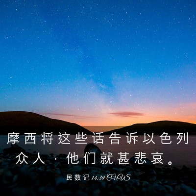 Picture 03 - 民 数 记 14:39 CUVS - 摩 西 将 这 些 话 告 诉 以 色 列 众 - Bible Verse Picture