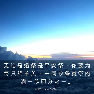 Picture 03 - 民 数 记 15:5 CUVS - 无 论 是 燔 祭 是 平 安 祭 ， 你 要 - Bible Verse Picture