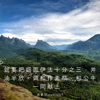 Picture 03 - 民 数 记 15:9 CUVS - 就 要 把 细 面 伊 法 十 分 之 三 ， - Bible Verse Picture