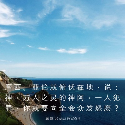 Picture 03 - 民 数 记 16:22 CUVS - 摩 西 、 亚 伦 就 俯 伏 在 地 ， 说 - Bible Verse Picture