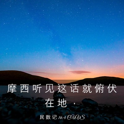 Picture 03 - 民 数 记 16:4 CUVS - 摩 西 听 见 这 话 就 俯 伏 在 地 - Bible Verse Picture
