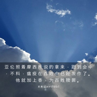 Picture 03 - 民 数 记 16:47 CUVS - 亚 伦 照 着 摩 西 所 说 的 拿 来 ， - Bible Verse Picture