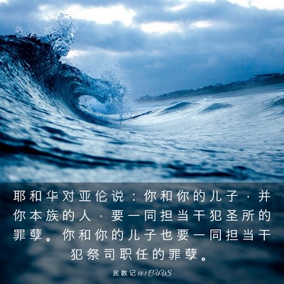 Picture 03 - 民 数 记 18:1 CUVS - 耶 和 华 对 亚 伦 说 ： 你 和 你 的 - Bible Verse Picture