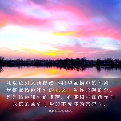 Picture 03 - 民 数 记 18:19 CUVS - 凡 以 色 列 人 所 献 给 耶 和 华 圣 - Bible Verse Picture