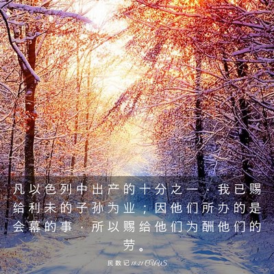 Picture 03 - 民 数 记 18:21 CUVS - 凡 以 色 列 中 出 产 的 十 分 之 一 - Bible Verse Picture