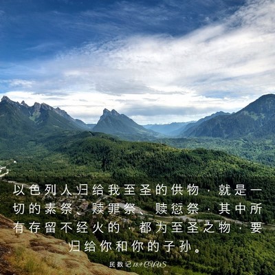 Picture 03 - 民 数 记 18:9 CUVS - 以 色 列 人 归 给 我 至 圣 的 供 物 - Bible Verse Picture