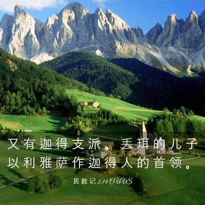 Picture 03 - 民 数 记 2:14 CUVS - 又 有 迦 得 支 派 。 丢 珥 的 儿 子 - Bible Verse Picture