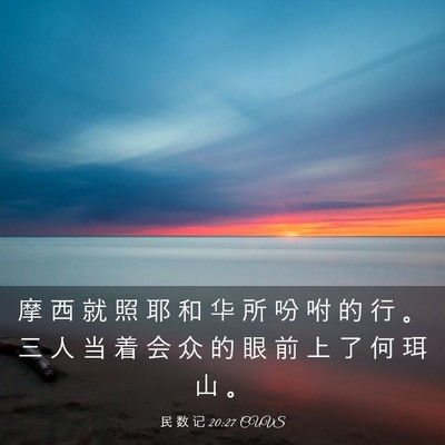 Picture 03 - 民 数 记 20:27 CUVS - 摩 西 就 照 耶 和 华 所 吩 咐 的 行 - Bible Verse Picture