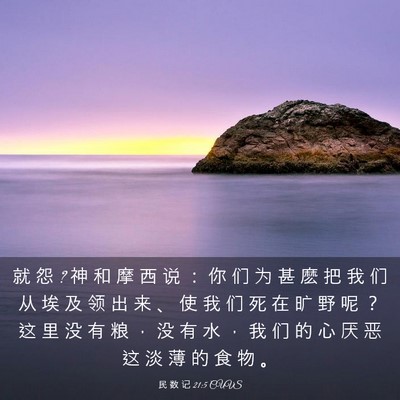 Picture 03 - 民 数 记 21:5 CUVS - 就 怨 ? 神 和 摩 西 说 ： 你 们 为 甚 - Bible Verse Picture
