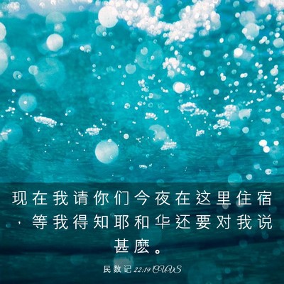 Picture 03 - 民 数 记 22:19 CUVS - 现 在 我 请 你 们 今 夜 在 这 里 住 - Bible Verse Picture