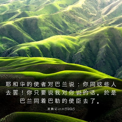 Picture 03 - 民 数 记 22:35 CUVS - 耶 和 华 的 使 者 对 巴 兰 说 ： 你 - Bible Verse Picture