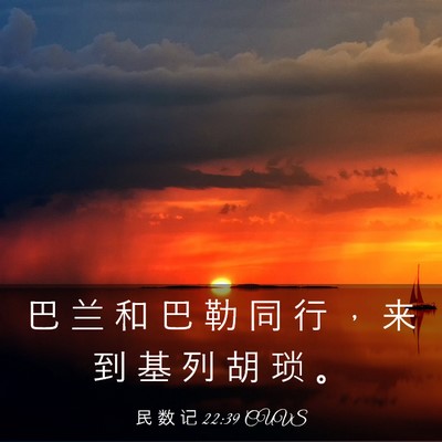 Picture 03 - 民 数 记 22:39 CUVS - 巴 兰 和 巴 勒 同 行 ， 来 到 基 列 - Bible Verse Picture