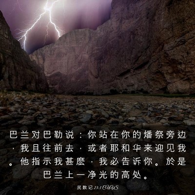 Picture 03 - 民 数 记 23:3 CUVS - 巴 兰 对 巴 勒 说 ： 你 站 在 你 的 - Bible Verse Picture