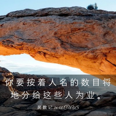 Picture 03 - 民 数 记 26:53 CUVS - 你 要 按 着 人 名 的 数 目 将 地 分 - Bible Verse Picture