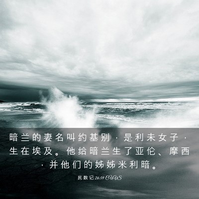 Picture 03 - 民 数 记 26:59 CUVS - 暗 兰 的 妻 名 叫 约 基 别 ， 是 利 - Bible Verse Picture