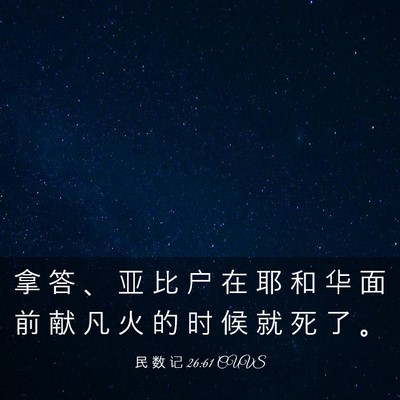 Picture 03 - 民 数 记 26:61 CUVS - 拿 答 、 亚 比 户 在 耶 和 华 面 前 - Bible Verse Picture