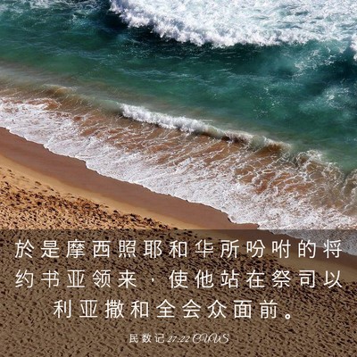 Picture 03 - 民 数 记 27:22 CUVS - 於 是 摩 西 照 耶 和 华 所 吩 咐 的 - Bible Verse Picture