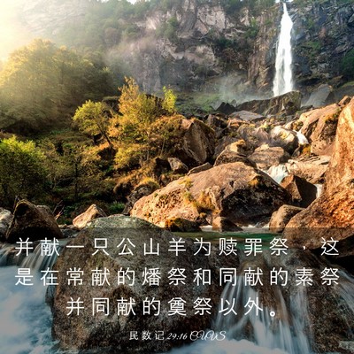 Picture 03 - 民 数 记 29:16 CUVS - 并 献 一 只 公 山 羊 为 赎 罪 祭 ， - Bible Verse Picture