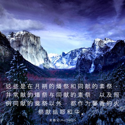 Picture 03 - 民 数 记 29:6 CUVS - 这 些 是 在 月 朔 的 燔 祭 和 同 献 - Bible Verse Picture