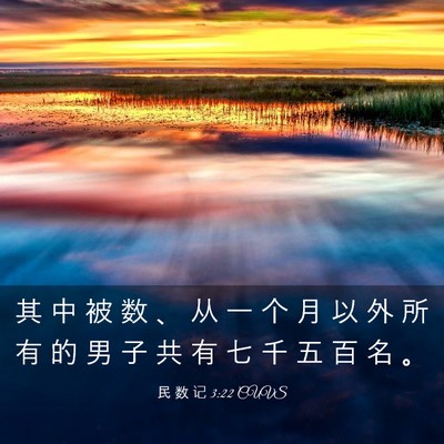 Picture 03 - 民 数 记 3:22 CUVS - 其 中 被 数 、 从 一 个 月 以 外 所 - Bible Verse Picture