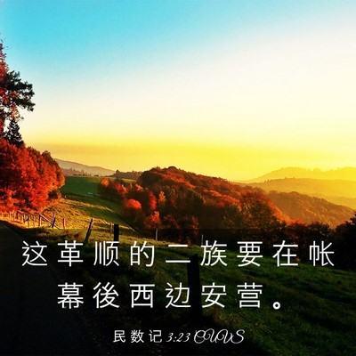 Picture 03 - 民 数 记 3:23 CUVS - 这 革 顺 的 二 族 要 在 帐 幕 後 西 - Bible Verse Picture