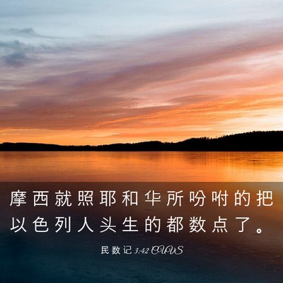 Picture 03 - 民 数 记 3:42 CUVS - 摩 西 就 照 耶 和 华 所 吩 咐 的 把 - Bible Verse Picture