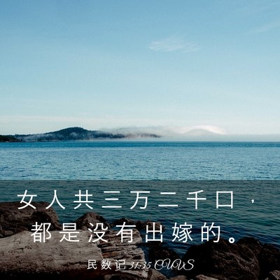 Picture 03 - 民 数 记 31:35 CUVS - 女 人 共 三 万 二 千 口 ， 都 是 没 - Bible Verse Picture