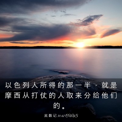 Picture 03 - 民 数 记 31:42 CUVS - 以 色 列 人 所 得 的 那 一 半 ， 就 - Bible Verse Picture