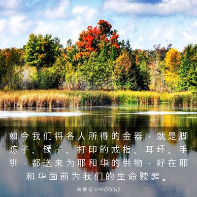 Picture 03 - 民 数 记 31:50 CUVS - 如 今 我 们 将 各 人 所 得 的 金 器 - Bible Verse Picture