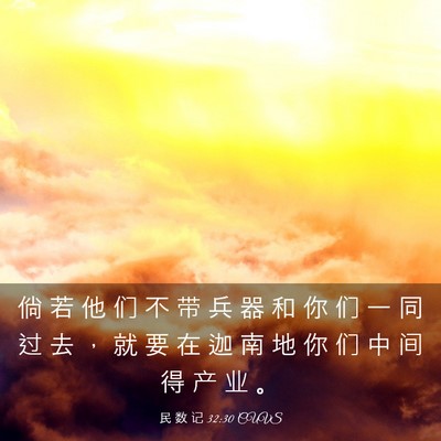 Picture 03 - 民 数 记 32:30 CUVS - 倘 若 他 们 不 带 兵 器 和 你 们 一 - Bible Verse Picture