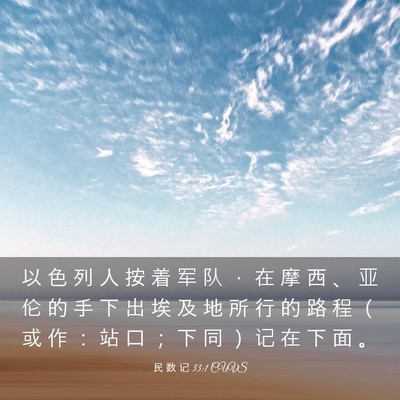 Picture 03 - 民 数 记 33:1 CUVS - 以 色 列 人 按 着 军 队 ， 在 摩 西 - Bible Verse Picture