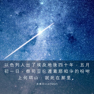 Picture 03 - 民 数 记 33:38 CUVS - 以 色 列 人 出 了 埃 及 地 後 四 十 - Bible Verse Picture