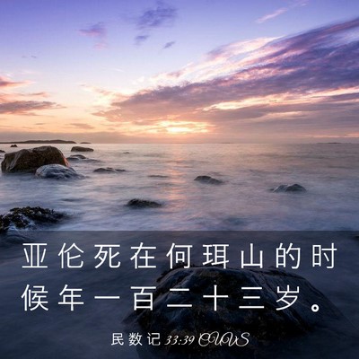 Picture 03 - 民 数 记 33:39 CUVS - 亚 伦 死 在 何 珥 山 的 时 候 年 一 - Bible Verse Picture
