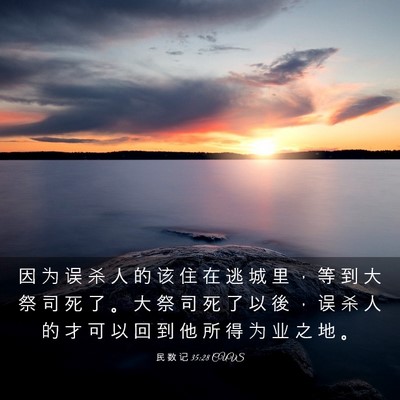 Picture 03 - 民 数 记 35:28 CUVS - 因 为 误 杀 人 的 该 住 在 逃 城 里 - Bible Verse Picture